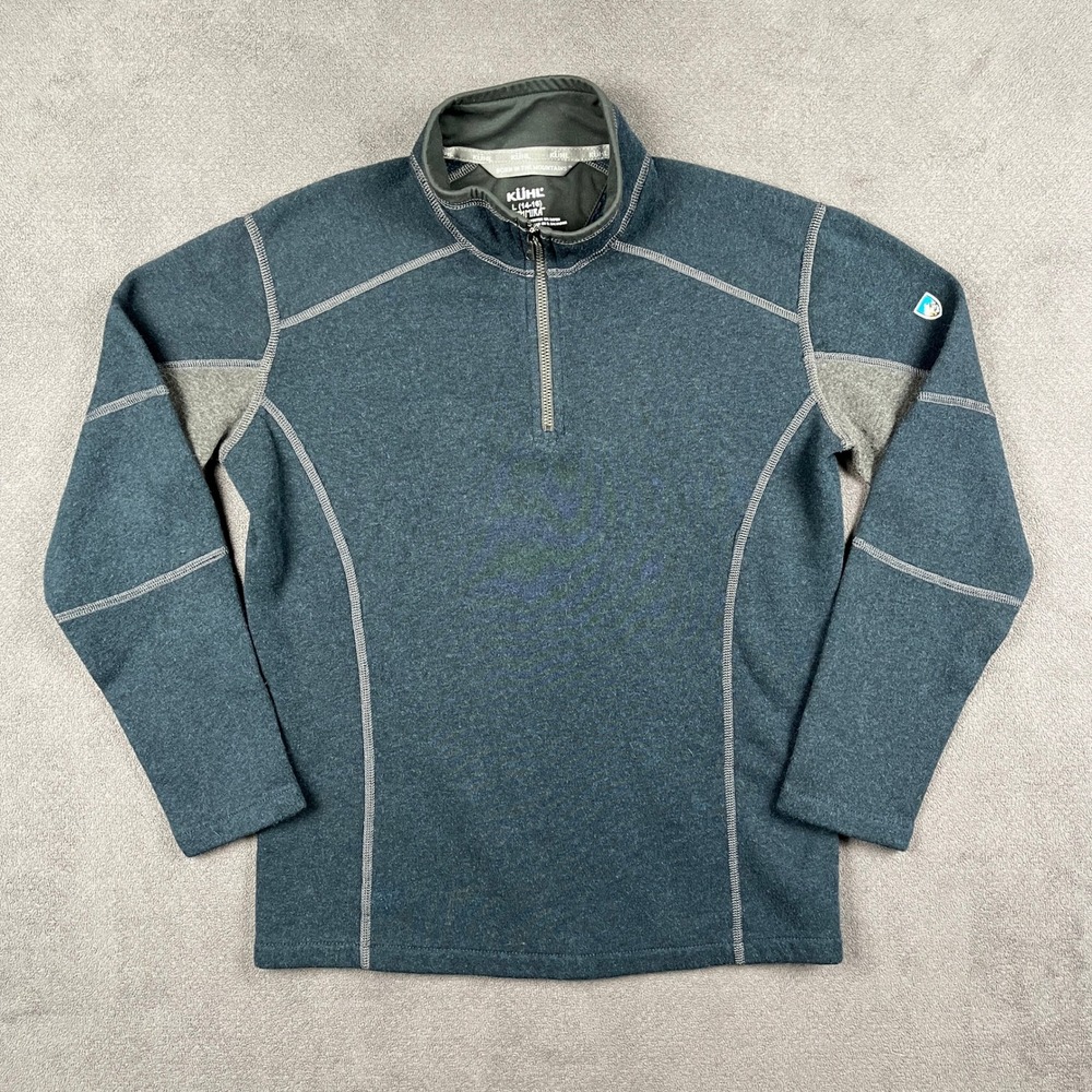 KUHL Revel 1/4 Zip Pullover Kids Large 14-16 Blue Kashmira Fleece Sweater 3507